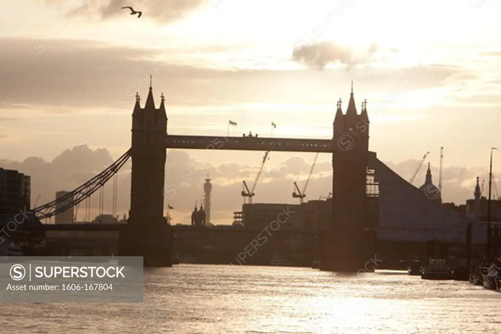 United Kingdom, England, London, the Tower Bridge on Thames river