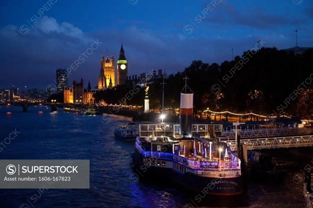 United Kingdom, England, London, Westminster Palace and Big Ben, Thames river