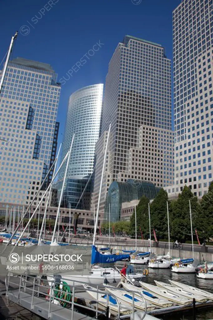 New York - United States, Marina in Battery park and World Financial Center skyscrapers