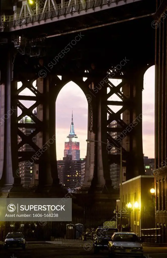 New York - United States, Empire State building, Manhattan bridge, view from Dumbo the artist area