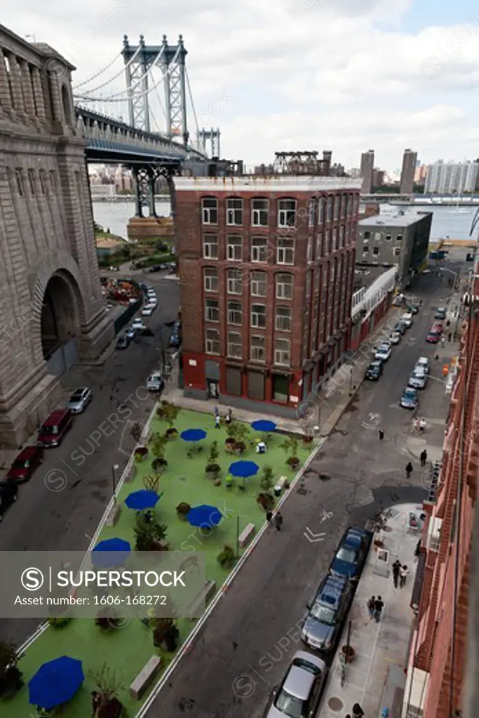 New York - United States, Brooklyn rooftops, view from artist lofts in Dumbo area, under the Brooklyn and Manhattan bridges