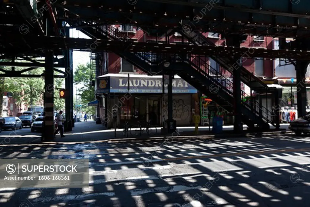 New York - United States, Marcy elevated sybway station in Brooklyn