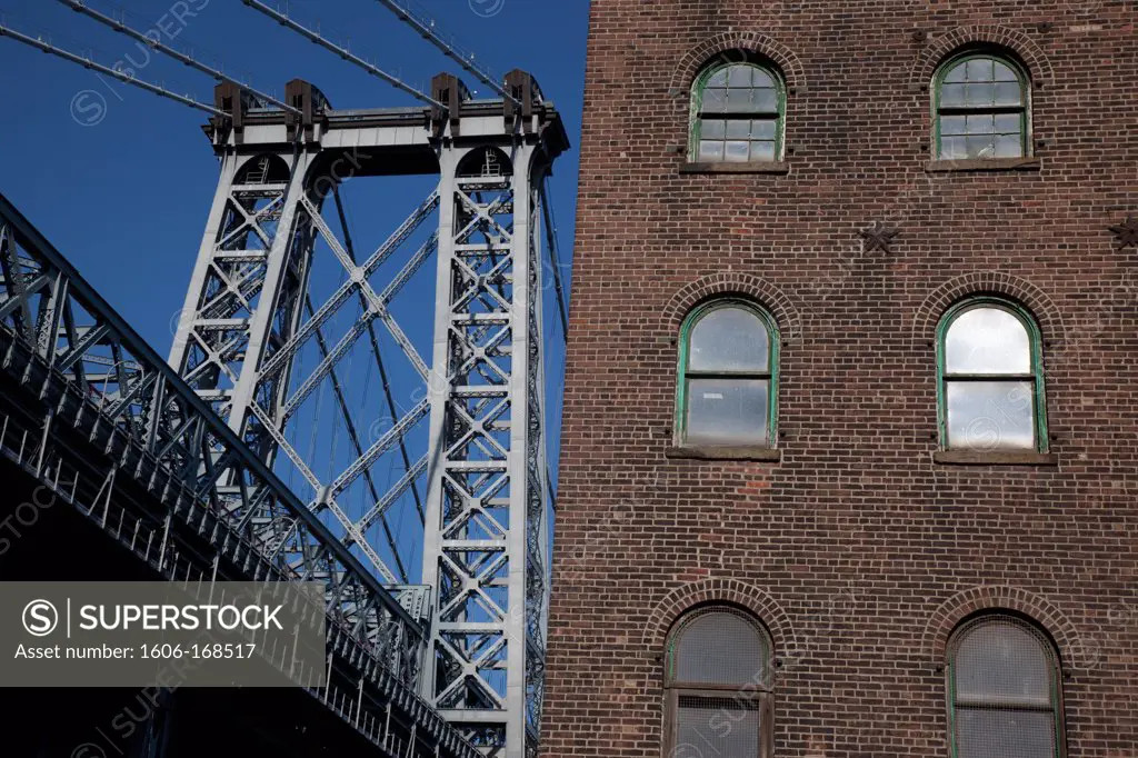 New York - United States, Brooklyn, Williamsburg bridge crossing the East river from Manhattan to Brooklyn