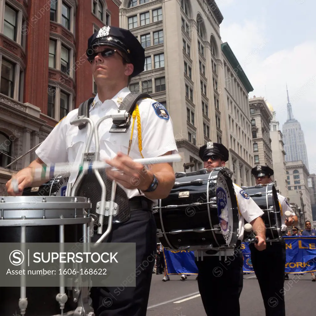 New York - United States, police band during the Gay pride parade on fifth avenue