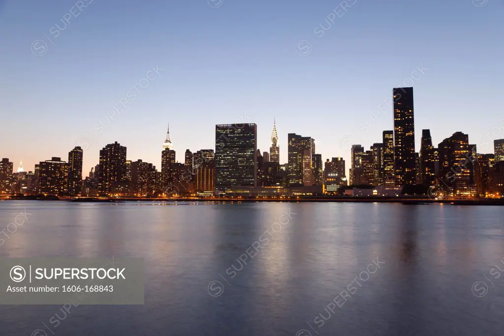 New York - United States, Manhattan, Midtown Skyline at sunset