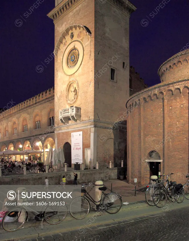 Italy, Lombardy, Mantova, Piazza delle Erbe, Clock Tower, Rotonda di San Lorenzo,