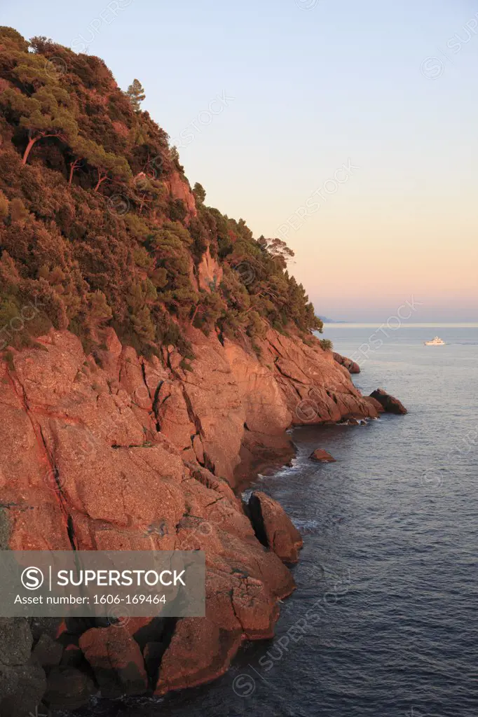 Italy, Liguria, Portofino, seaside cliffs, landscape,