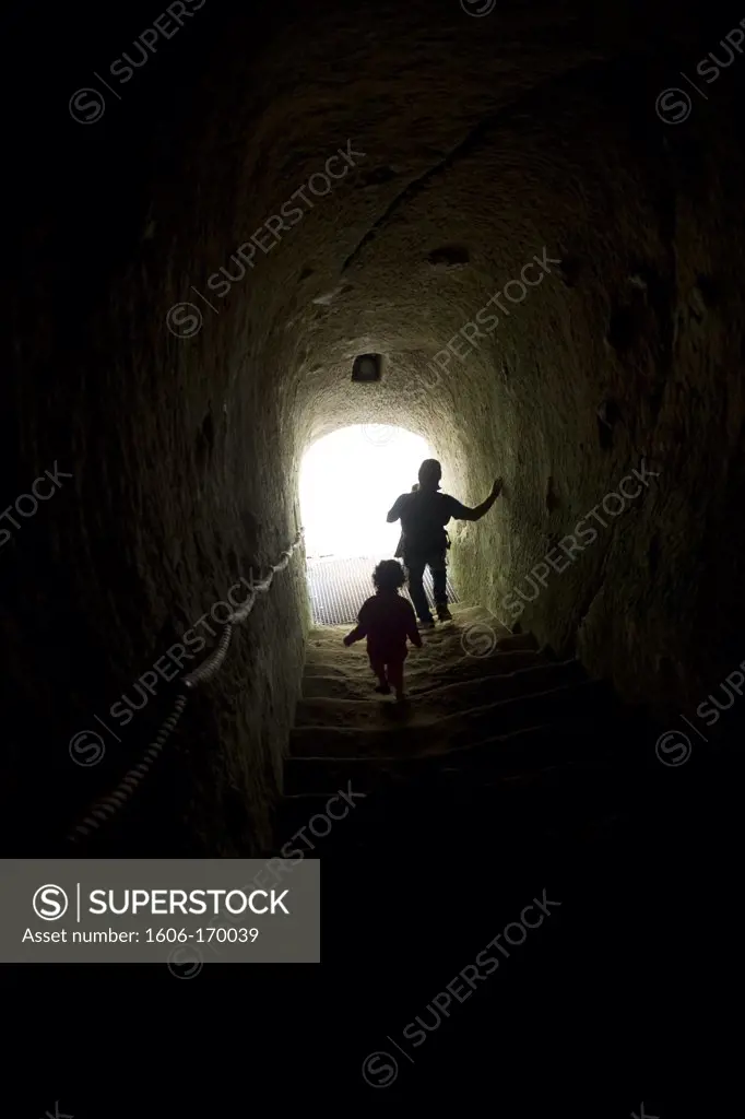 Cellar stairs of Breze castle, Saumur, Pays de la Loire, France