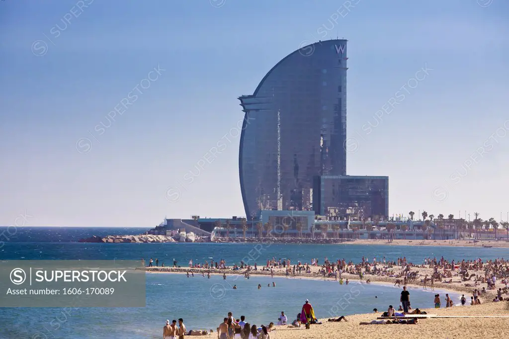 Spain-Barcelona City-Barceloneta Beach-Vela Hotel