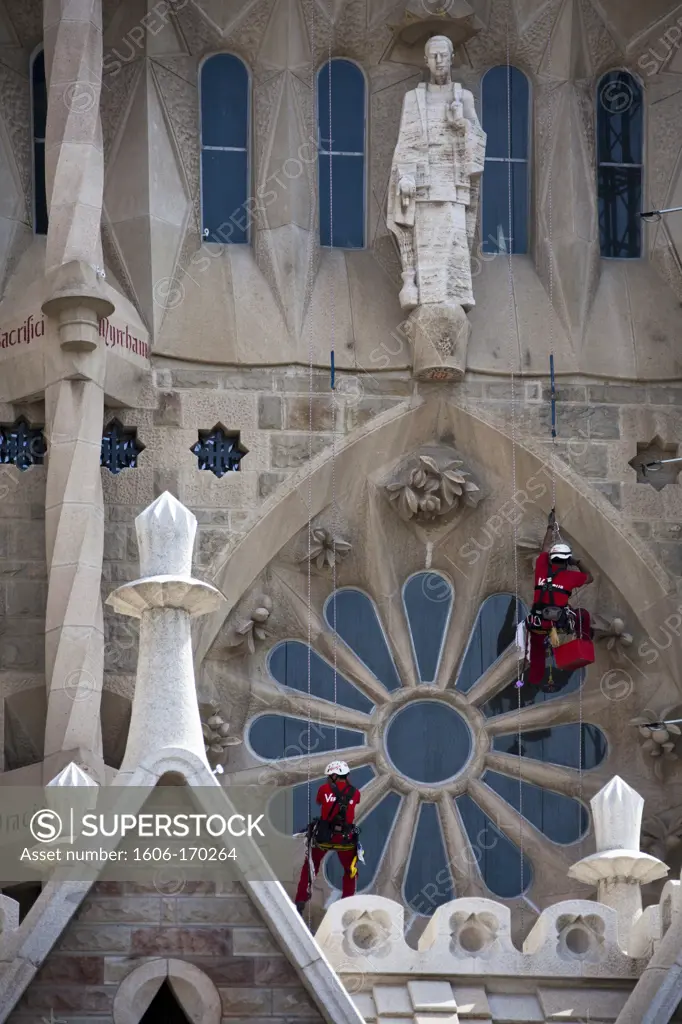 Spain, spring 2011, Barcelona City,Sagrada Famila Temple, workers