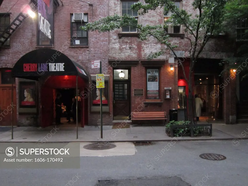 USA, New York City; Manhattan, Greenwich Village, Cherry lane theater, street scenes