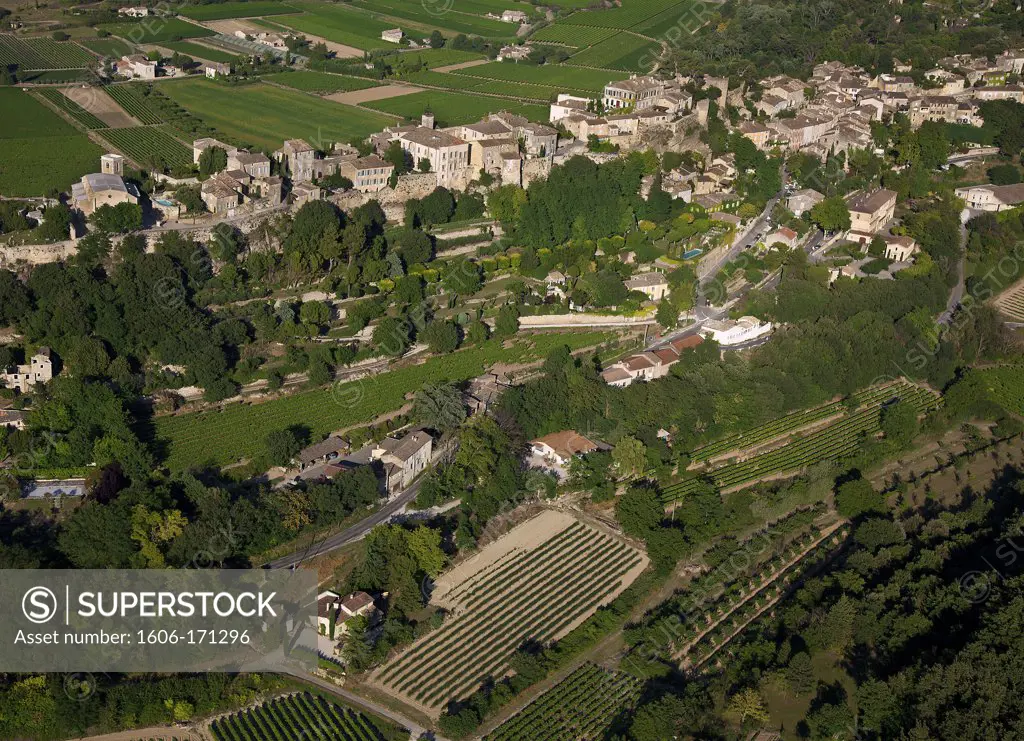 Southern France, Vaucluse, Menerbes village, Luberon, aerial view