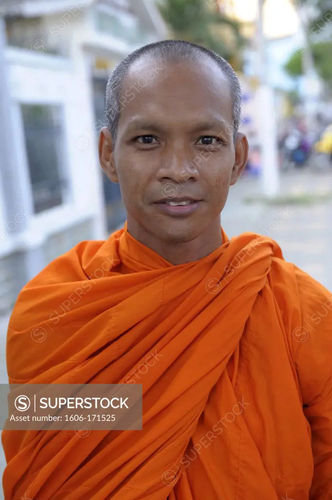 Asia, Southeast Asia, Vietnam, delta Mekong, Can Tho, portrait of a Buddhist monk