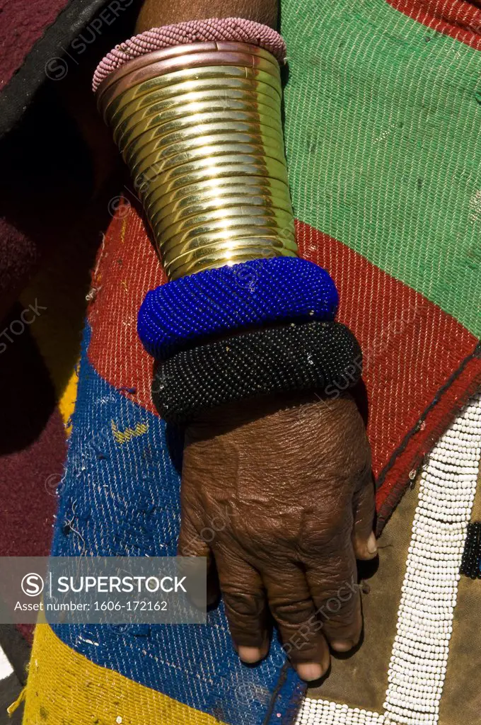 Africa, South Africa, Mpumalanga Province, KwaNdebele, Ndebele tribe, Mabhoko village, artist Esther Mahlangu, bracelets