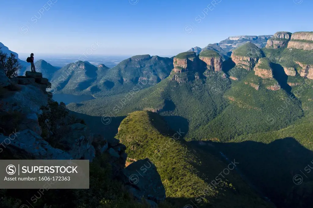 Africa, South Africa, Mpumalanga province (Eastern Transvaal), Panoramic Route, Blyde River Canyon, Bourke's Luck Potholes, the Three Rondawels looking like african huts