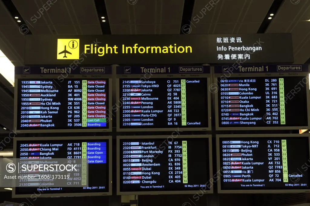 Asia, Southeast Asia,Singapore, Airport, Information panel