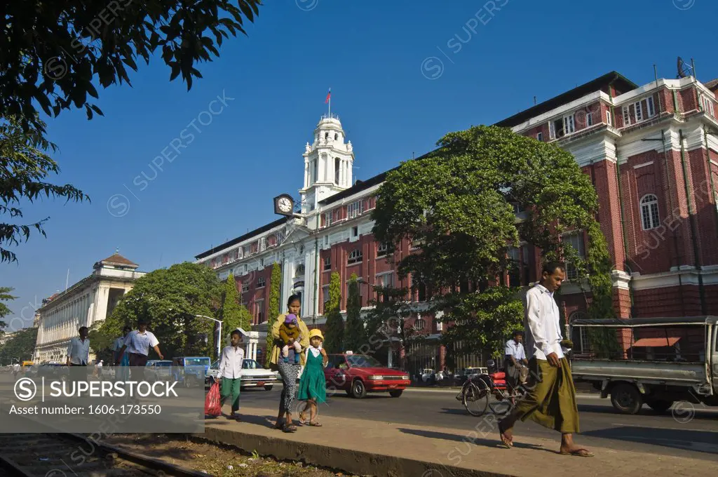 Myanmar (Burma), Yangon State, Yangon, Strand avenue, Custom House, colonial building testifying the British Empire influence between 1886 and 1947