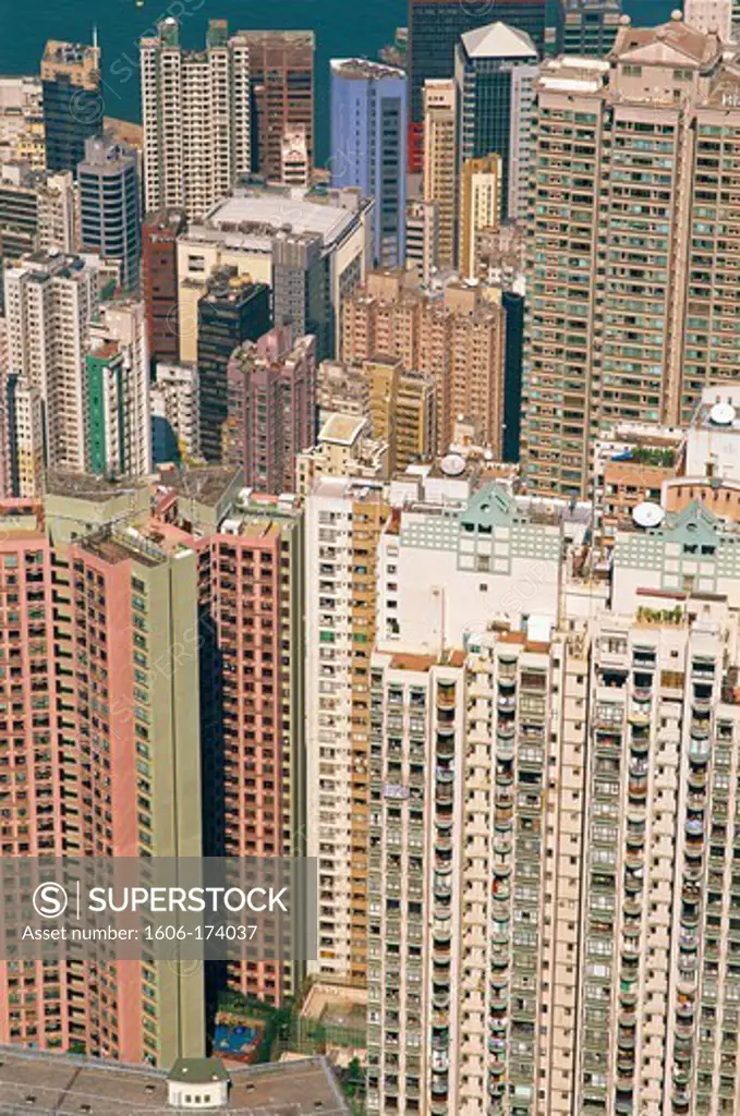 China,Hong Kong,Typical Hi-rise Apartments and Office Buildings