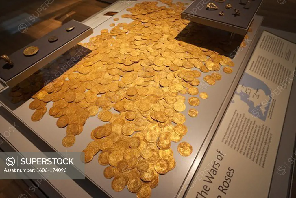 England,London,British Museum,The Fishpool Hoard of 1237 Gold Coins found at Fishpool in Nottinghamshire