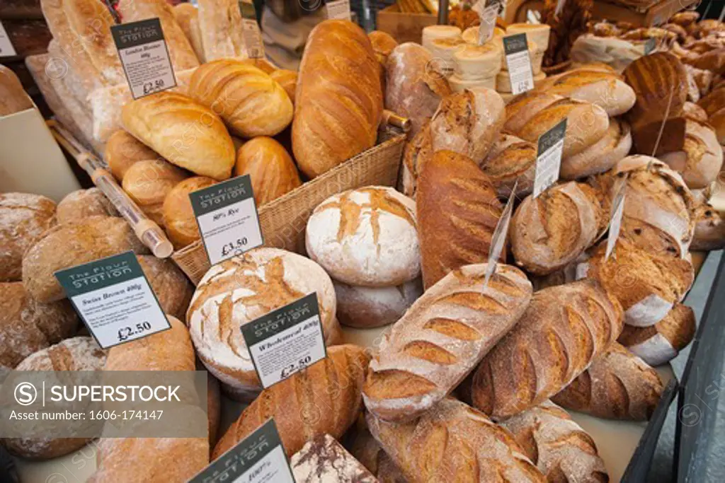 England,London,Southwark,Borough Market,Bakery,Bread Display
