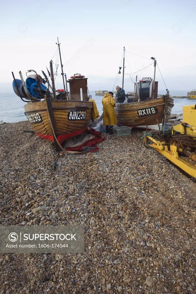 England,East Sussex,Hastings,The Stade,Fishermen Sorting their Catch