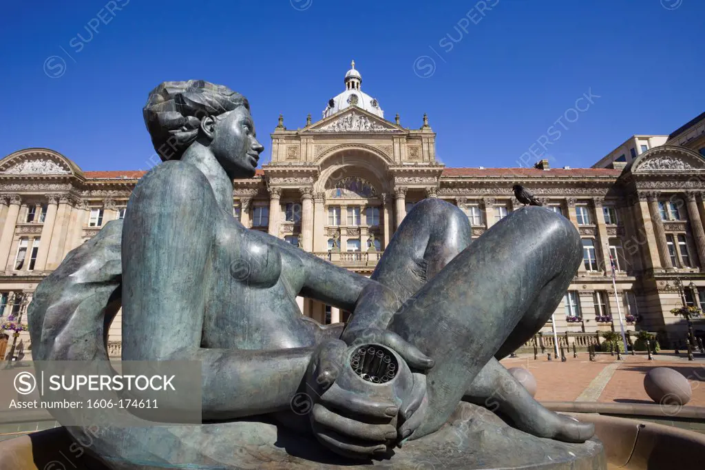 England,Birmingham,Victoria Square,The River Fountain Statue also known as The Floozie in the Jacuzzi,Sculptured by Dhurva Mistry