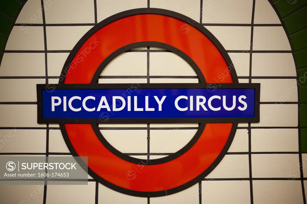 England,London,Piccadilly Circus,Piccadilly Circus Underground Station Sign
