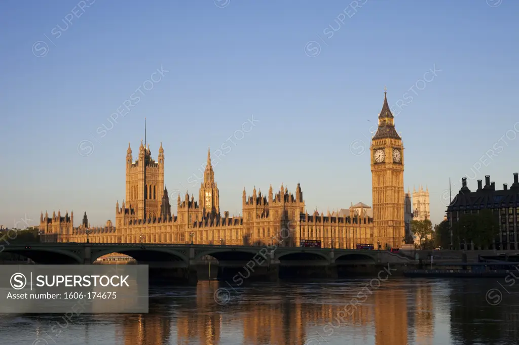 England,London,Palace of Westminster and River Thames