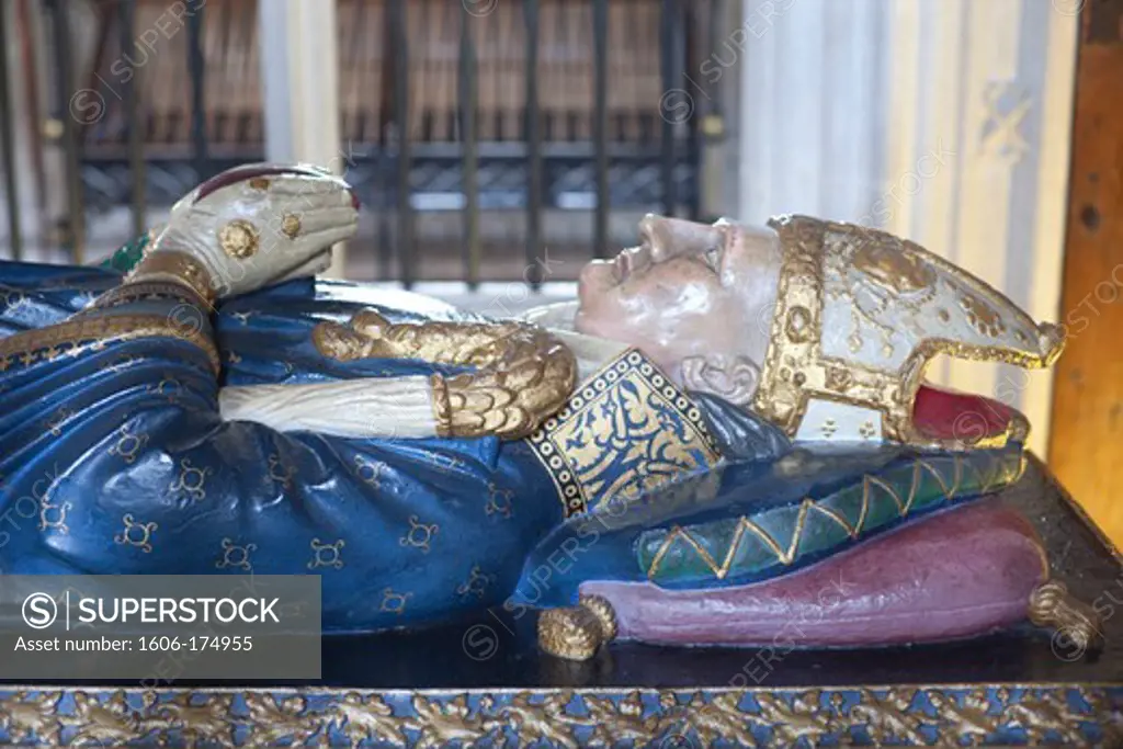 England,Hampshire,Winchester,Winchester Cathedral,Tomb Effigy of William of Waynflete Bishop of Winchester