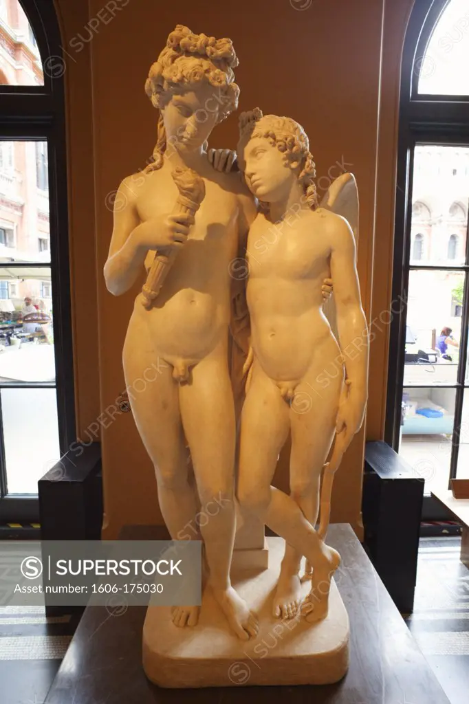 England,London,Victoria and Albert Museum,Statue of Cupid Kindling the Torch of Hymen signed 1831 by George Rennie