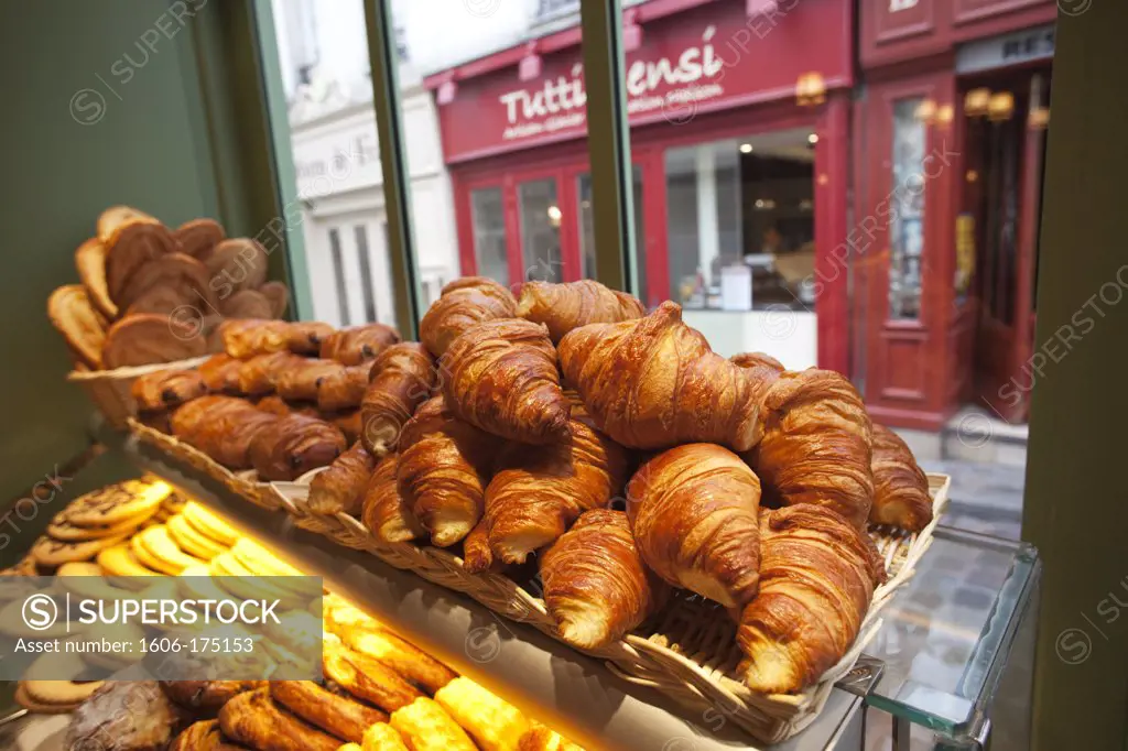 France,Paris,Croissants and Pastries Display in Patisserie Shop