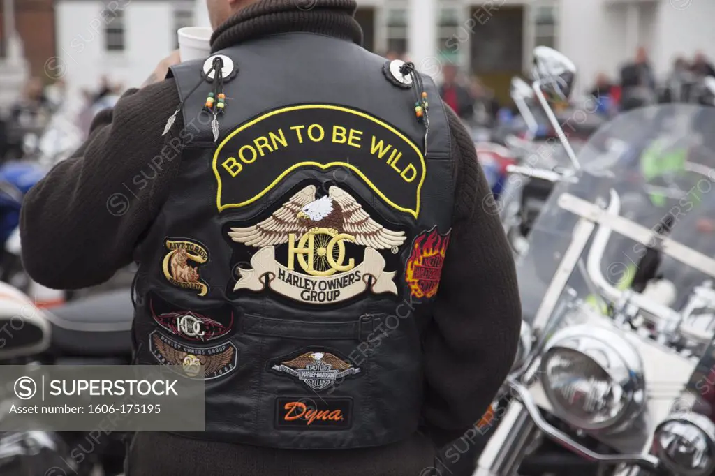 England,London,Reunion Day at the Ace Cafe,Bikers Leather Jacket