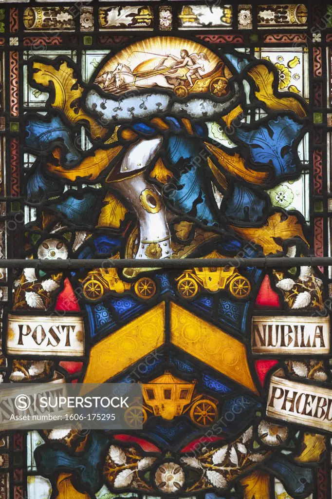 England,London,The City of London,Guildhall,Stained Glass Window Depicting the City of London Guilds
