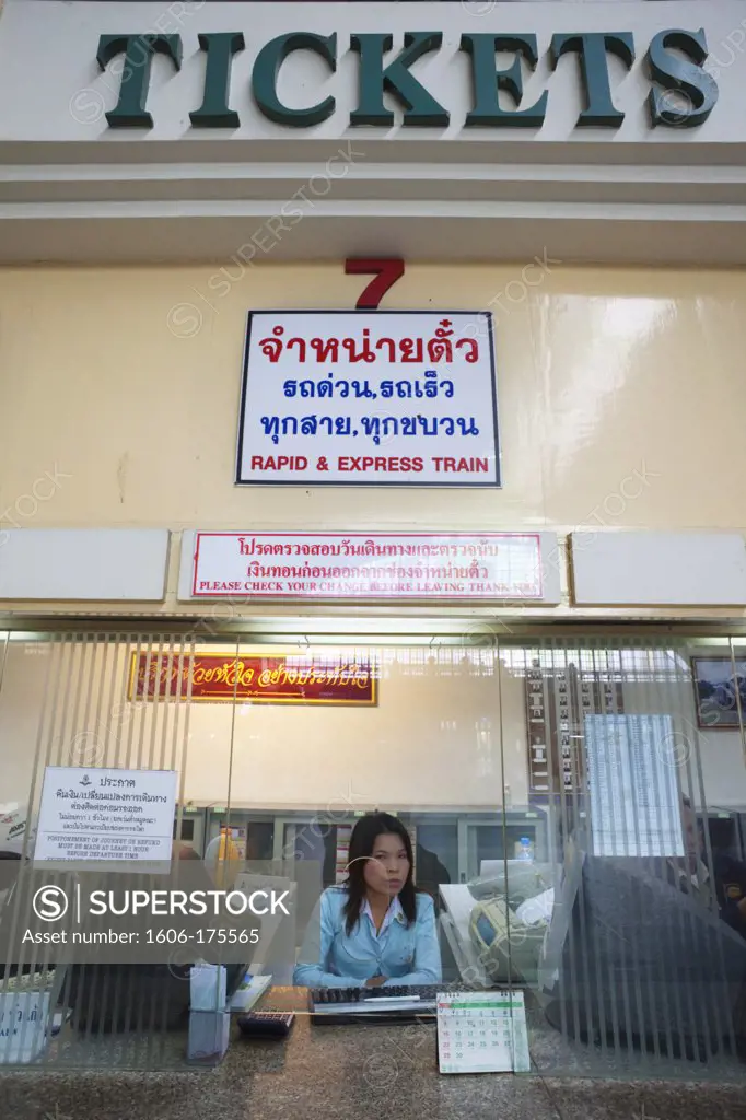 Thailand,Bangkok,Ticket Office at Hualamphong Railway Station
