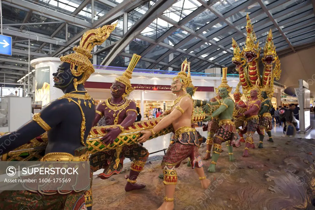 Thailand,Bangkok,Suwannaphum Airport,Exhibition of the Ramayana Epic