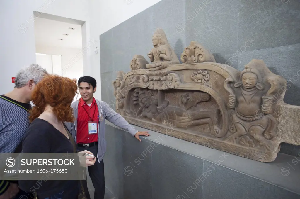 Vietnam,Danang,Museum of Cham Sculpture,Tourists Looking at Sandstone Carving