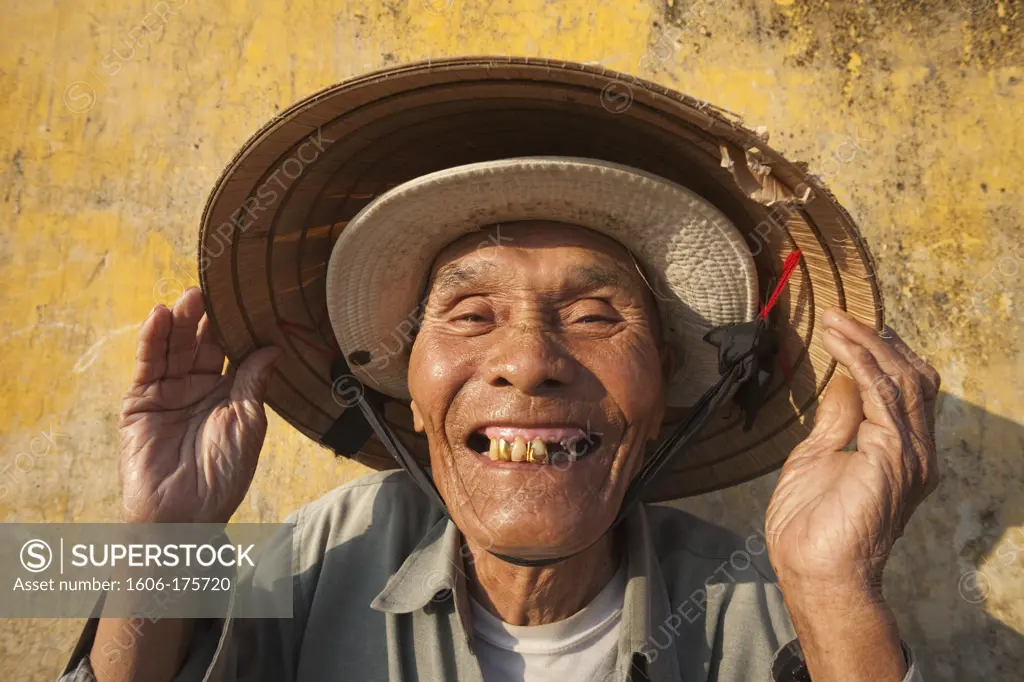 Vietnam,Hoi An,Portrait of Elderly Fisherman