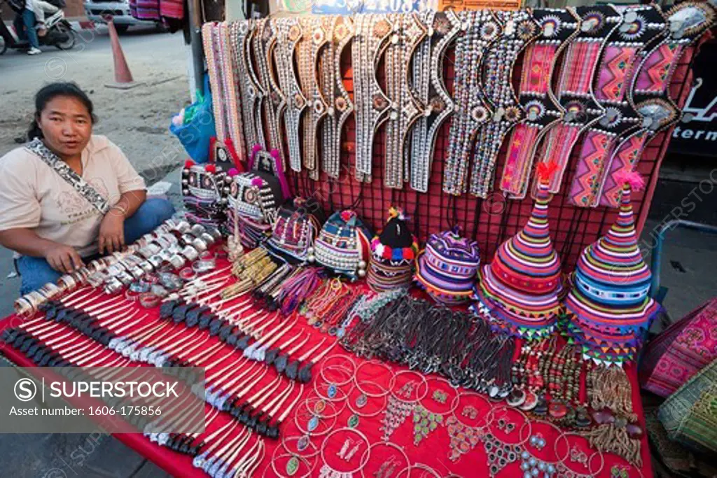 Thailand,Chiang Mai,Sunday Street Market,Souvenir Hilltribe Products Display