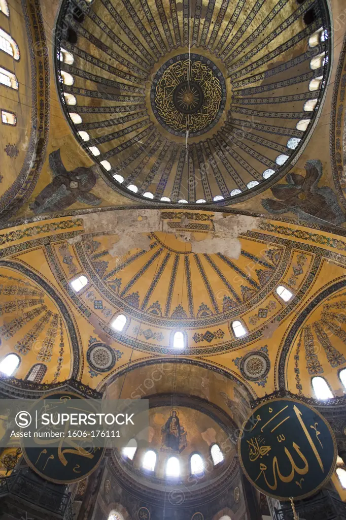 Turkey,Istanbul,Interior Dome of Hagia Sophia
