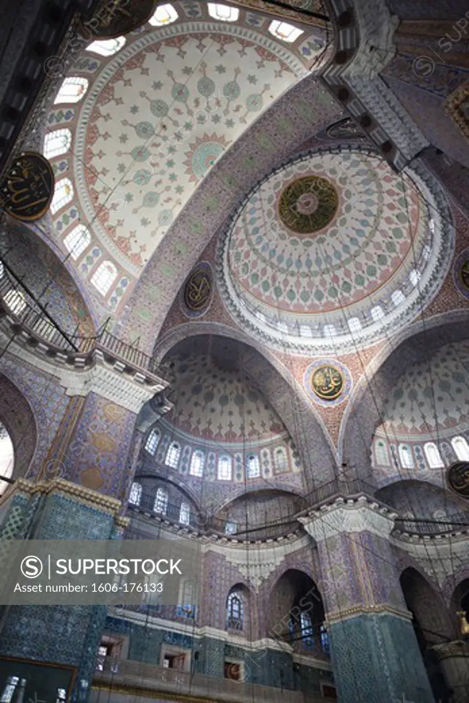 Turkey,Istanbul,Interior Dome of the Arpaciliar Mosque also known as The New Mosque
