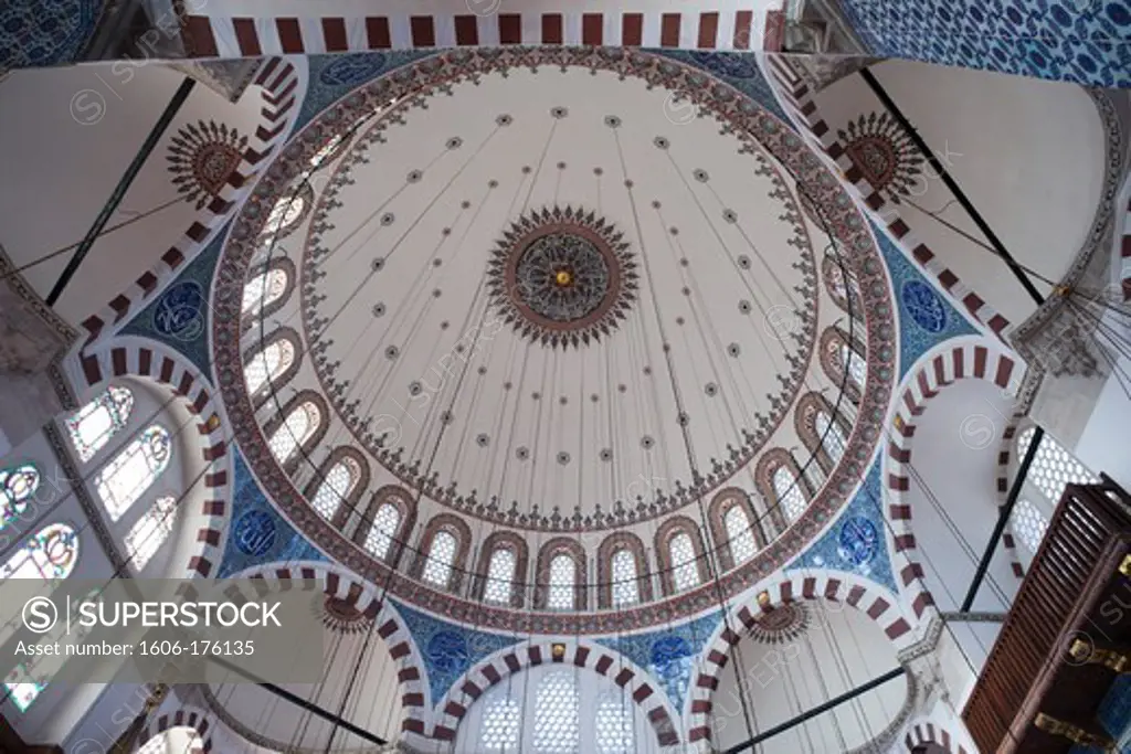 Turkey,Istanbul,Interior Dome of the Arpaciliar Mosque also known as The New Mosque