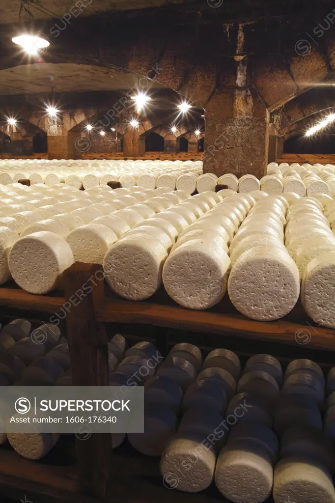 France, Midi-pyrenees, Aveyron (12) Roquefort-sur-Soulzon, cheese cellar Roquefort Societe