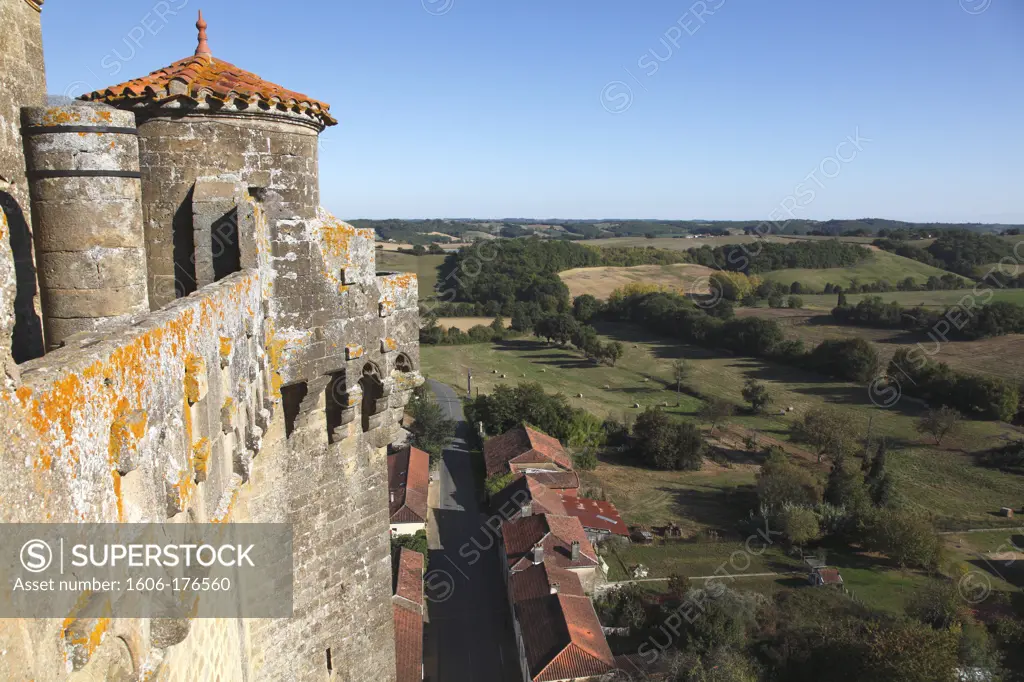 France, Midi-Pyrenees, Gers, 32, Bassoues (Montesquiou area) medieval village, view from the castle tower
