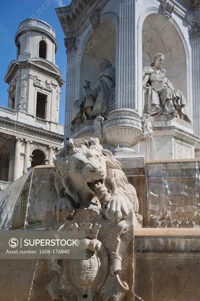 PARIS - THE SQUARE SAINT SULPICE - THE CHURCH SAINT SULPICE AND THE FOUNTAIN OF THE 4 BISHOPS