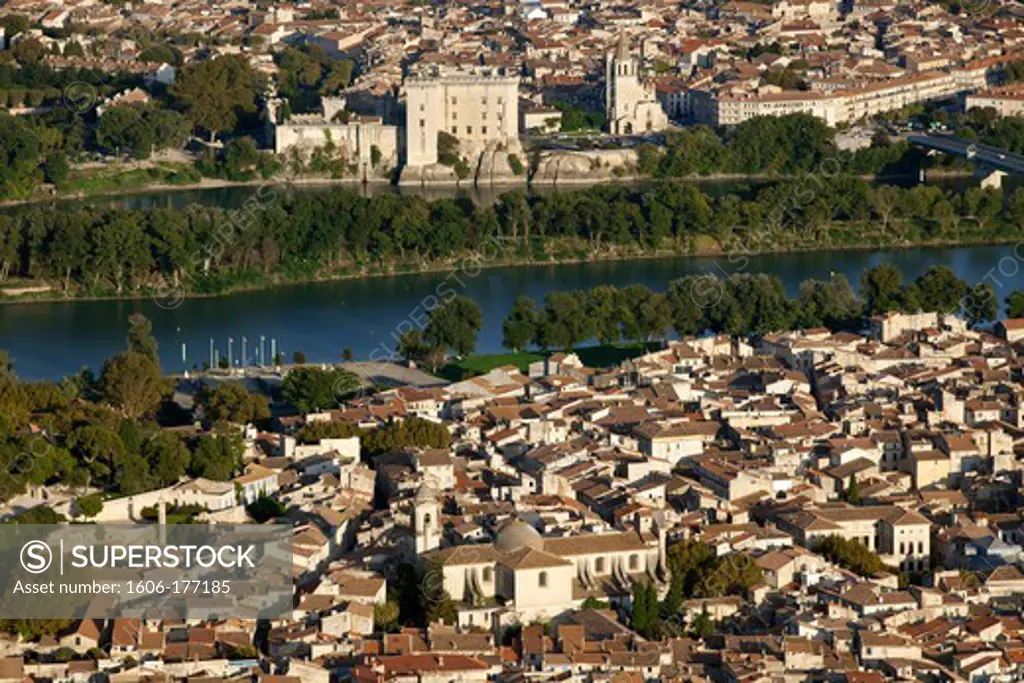 France, Bouche-du-Rhone (13), (aerial view), Tarascon and Beaucaire, cities of the Rhone Valley, (aerial view),