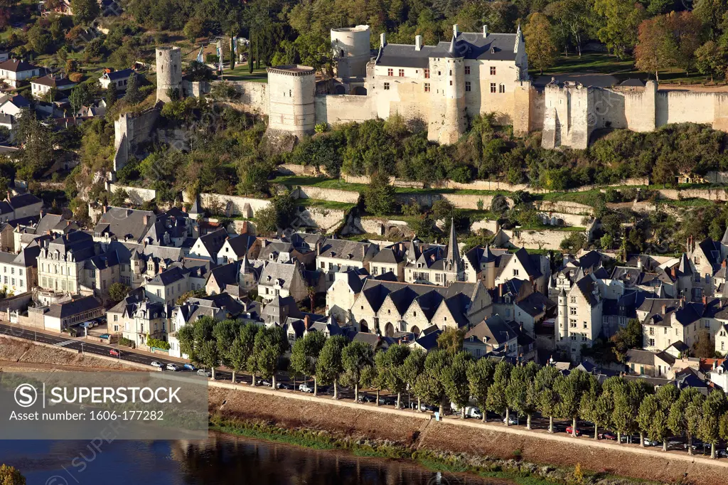 France, Indre-et-Loire (37), Chinon historic town on the banks of the Vienne, the royal fortress (XIV century), is composed of three castles and Logis Royal,