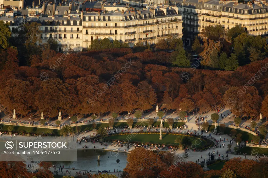 Aerial view of the Luxembourg garden in Paris Paris. France.