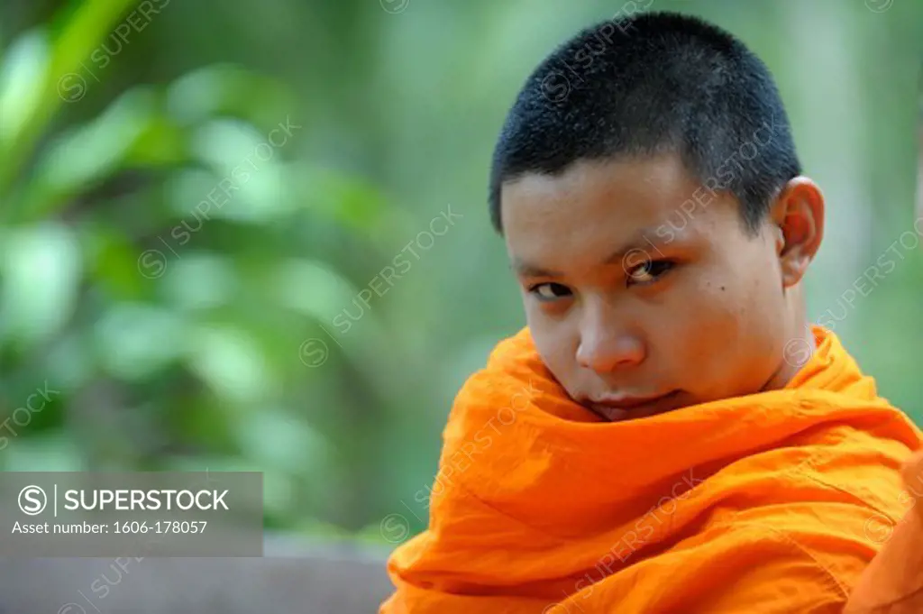 Asia, Southeast Asia, Laos, Luang Prabang, portrait of a novice monk