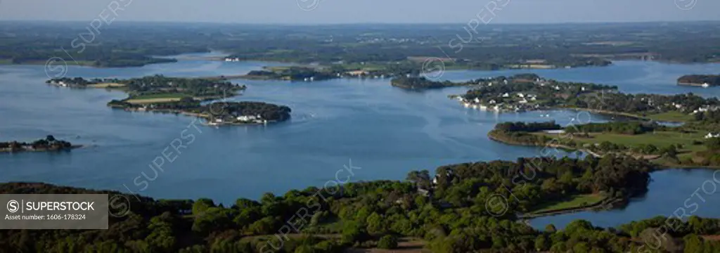 France, Morbihan (56), Port Navalo, Gulf of Morbihan, Quiberon Bay and its many islands, France Ramsar Site, (aerial photo),