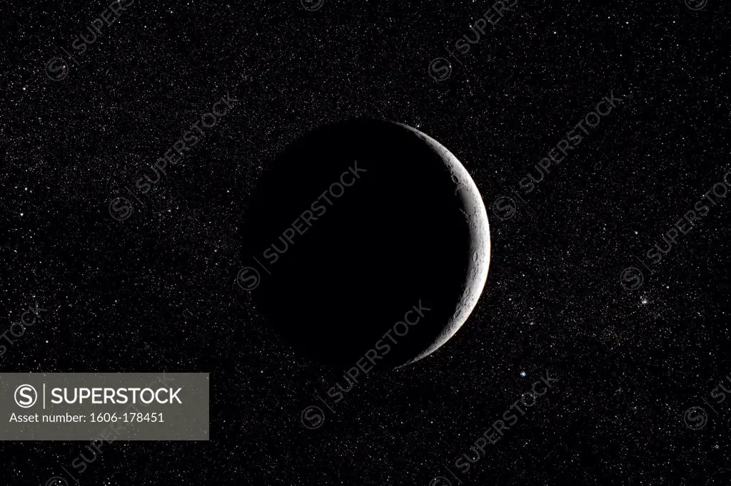 Moon crescent with stars